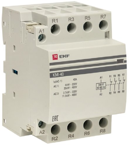 Контактор модульный EKF PROxima КМ 3п 4НЗ 40А 230В АС фото Контактор модульный EKF PROxima КМ 3п 4НЗ 40А 230В АС картинка